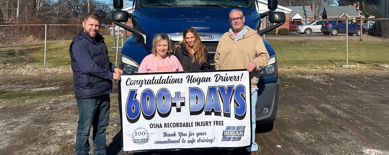 Hogan team members celebrating 600+ days of OSHA recordable injury free.